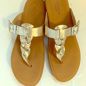 Sperry Topsider Gold Flip Flops